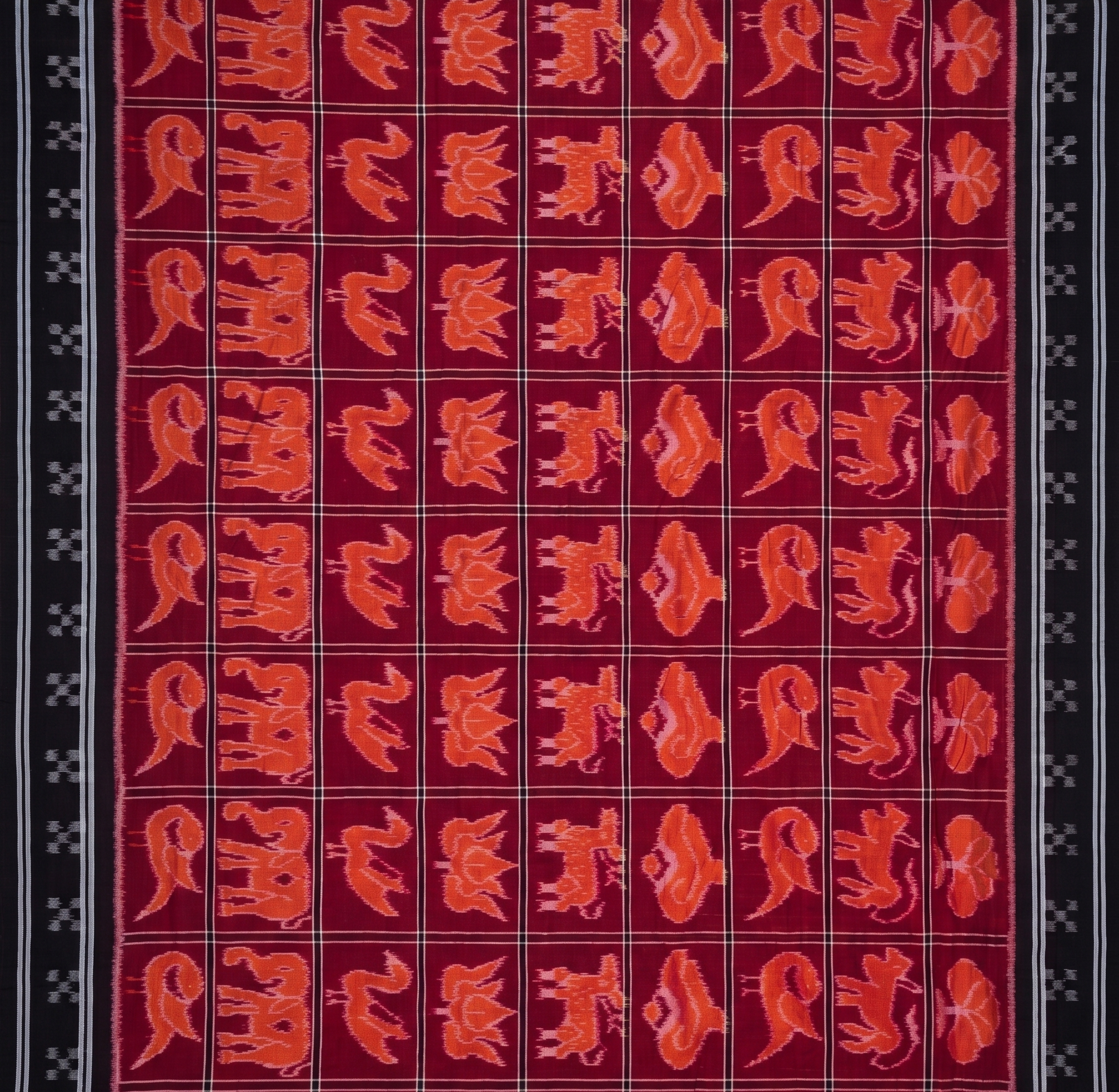Maroon Traditional Animal Motif Handloom Saree gallery