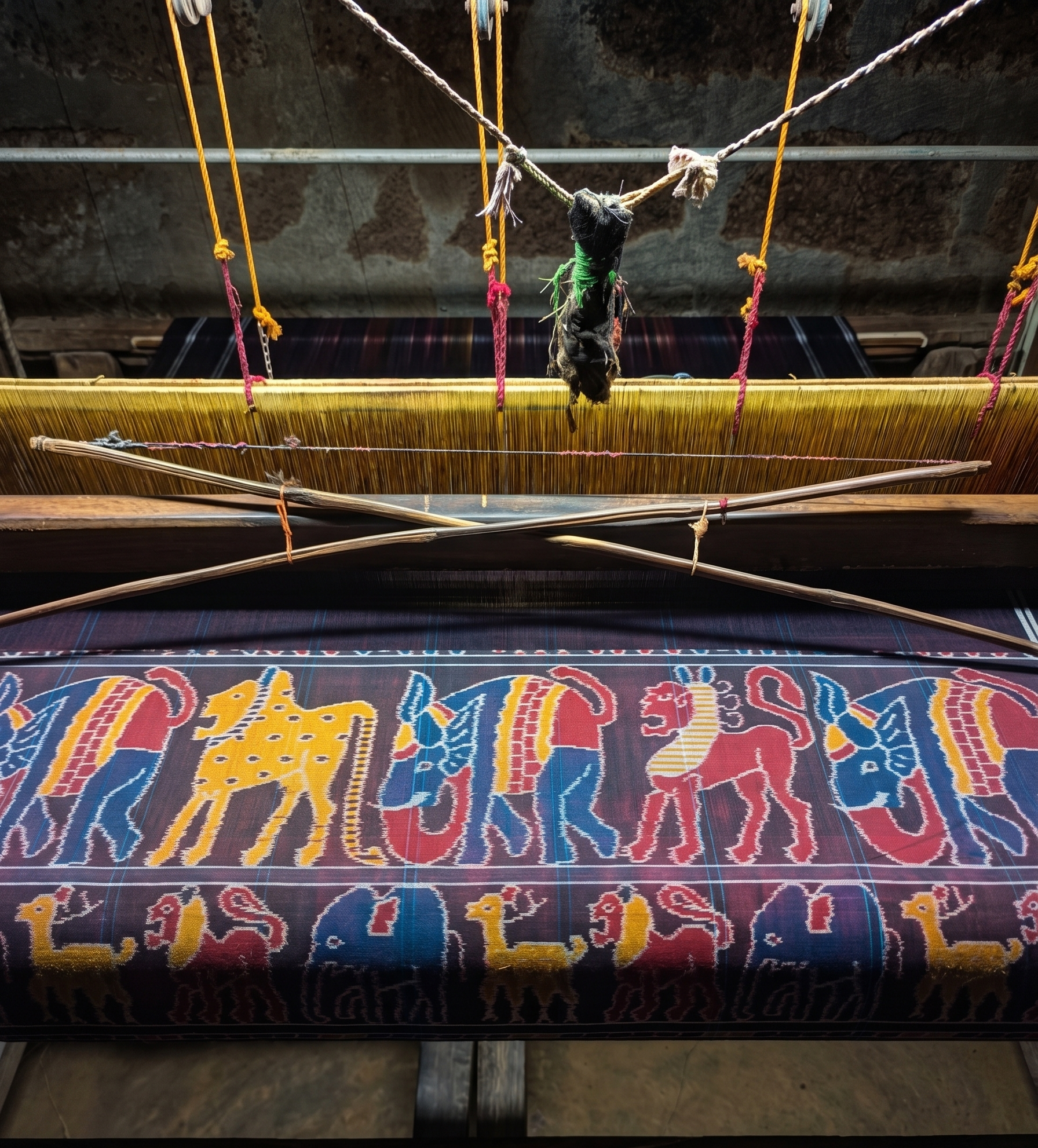 Maroon Traditional Animal Motif Handloom Saree gallery