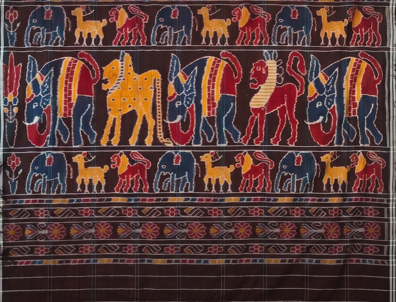 Maroon Traditional Animal Motif Handloom Saree gallery